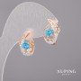 Xuping Earrings with Light Blue Stones 11x16mm Rhodium, 18K Gold Plating