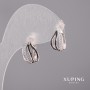 Xuping Earrings with White Stones and Black Enamel 10x16mm Rhodium