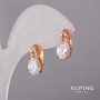 Xuping Earrings with White Stone 7x16mm, 18K Gold Plating
