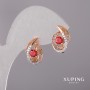 Xuping Earrings with Red Stone 10x16mm Rhodium, 18K Gold Plating