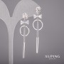 Xuping Earrings with White Stones 14x60mm Rhodium