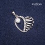Xuping Heart Pendant 19x22x26mm Rhodium with White Rhinestones