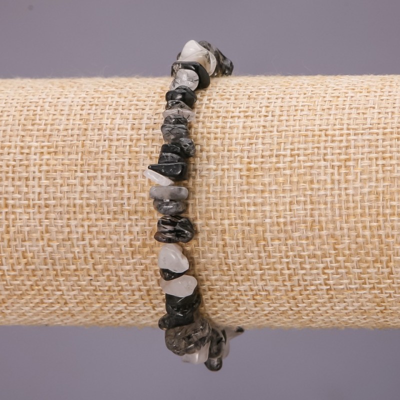 Rutilated Quartz Chip Bracelet on Elastic, diameter 7(+-)mm, length 18cm