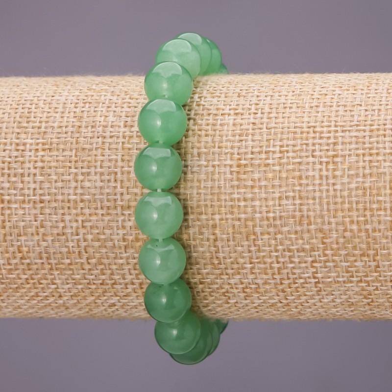 Jade Smooth Bead Bracelet on Elastic, diameter 10(+-)mm, length 18cm