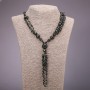 Clearance: Black Necklace with "Czech Crystal" Pendant, Agate, length 58cm+11cm
