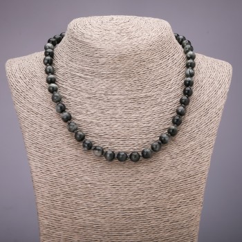 Necklace Natural Hawk's Eye Smooth Bead, Diameter 8(+/-)mm, Length 45cm