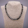 Snow Obsidian Apache Tears Necklace, smooth round beads, diameter 8mm, length 48cm