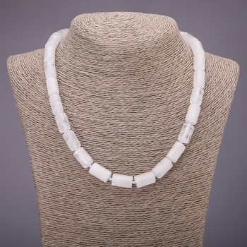 Natural Stone Necklace, Rock Crystal Polyhedron, diameter 10x15(+-)mm, length 48cm