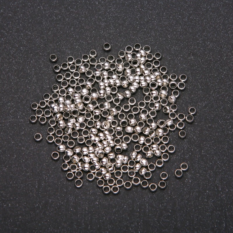 Crimp Beads ("Clamps"), 3mm diameter, silver-tone metal, 8g