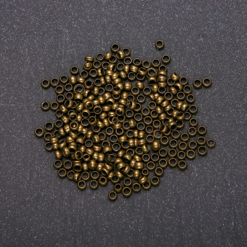 Crimp Beads, 3mm diameter, bronze-tone metal, 8g
