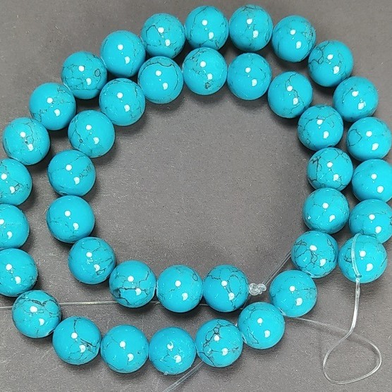 Turquoise Beads (Natural) Smooth Round 10mm Diameter, 38cm Length