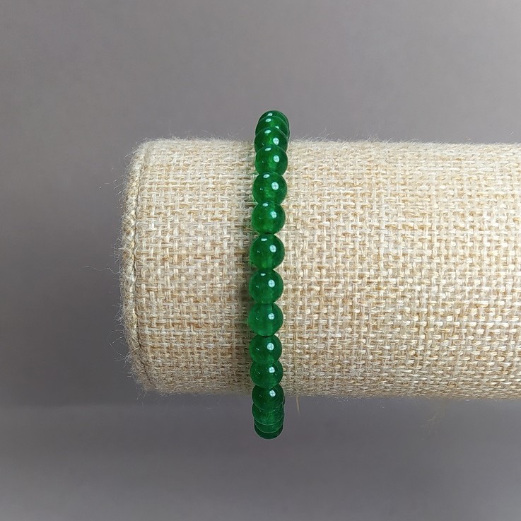 Chrysoprase Natural Stone Smooth Bead Bracelet, diameter 6mm+-, on elastic, circumference 18cm