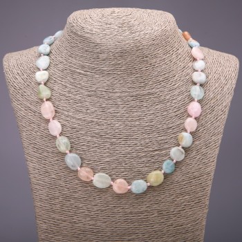 Morganite Natural Stone Tumbled Necklace, diameter 10x12(+-)mm, length 45cm