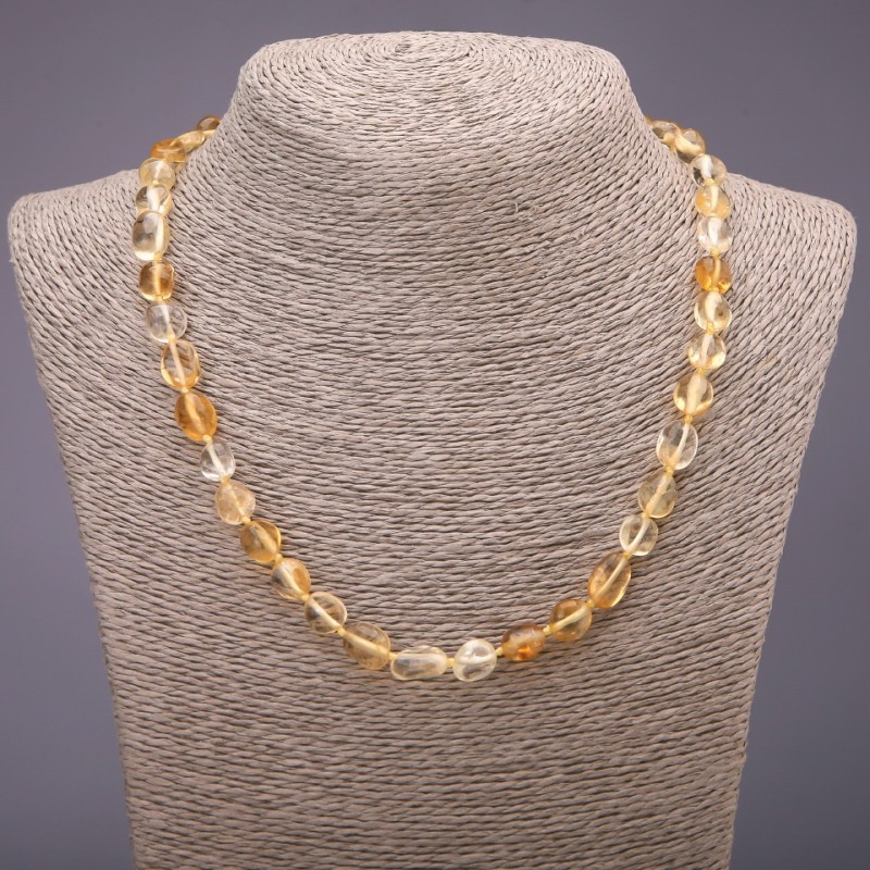 Citrine Necklace, Tumbled, Diameter 9x12(+-)mm, Length 48cm