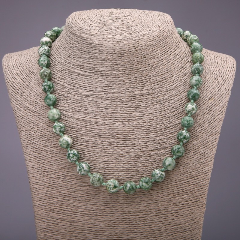 Moss Agate (Synthetic) Smooth Bead Necklace, diameter 10(+-)mm, length 48cm
