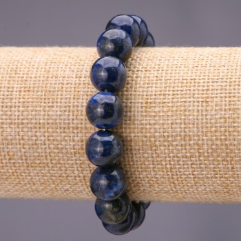 Lazurite Natural Stone Bracelet, smooth round bead, diameter 12 (+-) mm on elastic, length 18cm