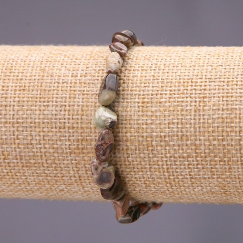 Picasso Jasper Natural Stone Tumbled Bracelet, diameter 6x8(+-)mm, on elastic, circumference 18cm