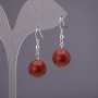 Red Jasper (Imitation) Earrings, Smooth Round 12mm