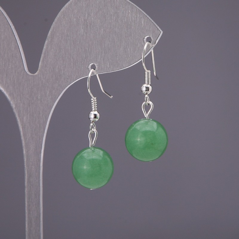 Jade Earrings, Smooth Ball, 12mm Diameter