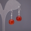 Carnelian Earrings, Smooth Ball, 12mm Diameter