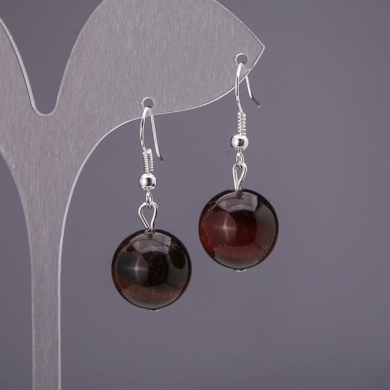 Bull's Eye Earrings, smooth round bead, diameter 14mm