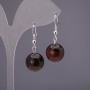 Bull's Eye Earrings, smooth round bead, diameter 14mm
