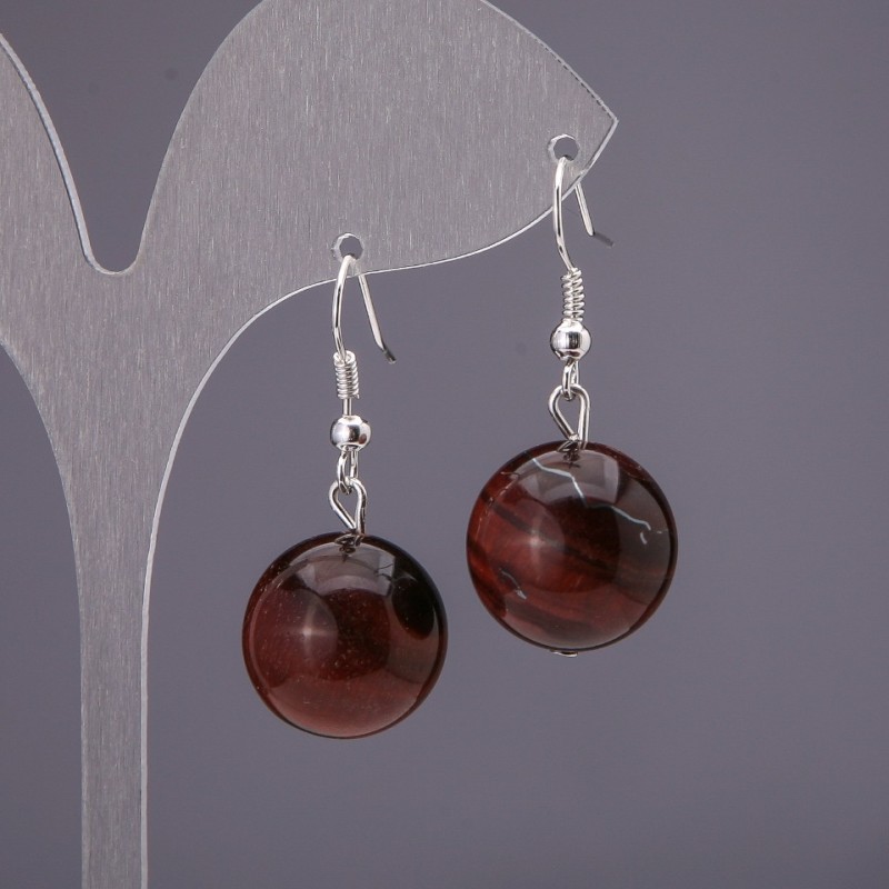 Bull's Eye Earrings, smooth round bead, diameter 16mm