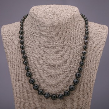 Agate Natural Stone Necklace, graduated smooth round beads, diameter 6-10(+-)mm, length 50cm
