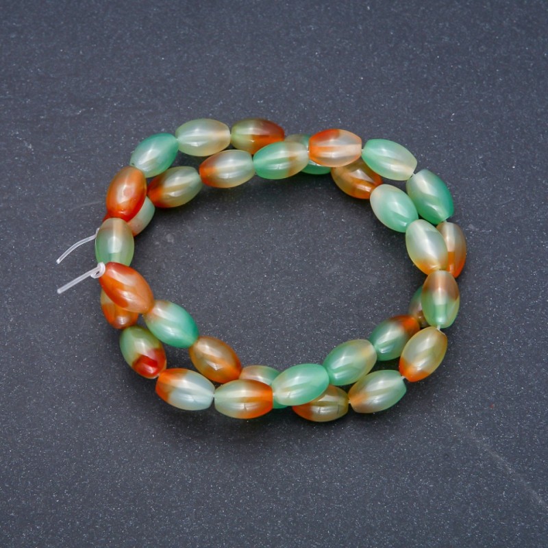 Brazilian Agate Barrel Beads on a String, diameter 8x12mm +-, length 38cm+