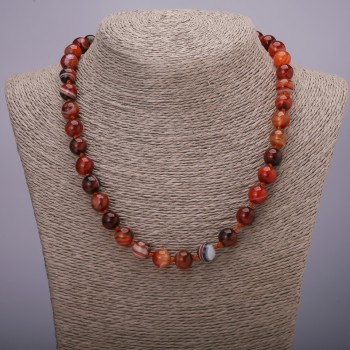 Agate Necklace, Smooth Ball, 10(+/-)mm Diameter, 48cm Length