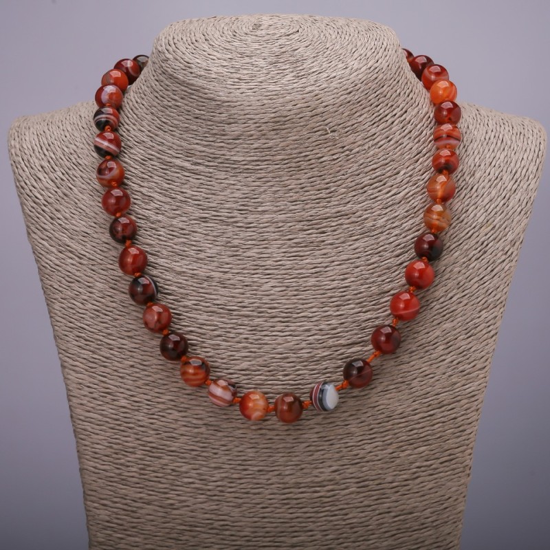 Agate Necklace, Smooth Ball, 10(+/-)mm Diameter, 48cm Length