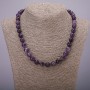 Natural Amethyst Necklace, Faceted Round Beads, Diameter 10(+/-)mm, Length 45cm