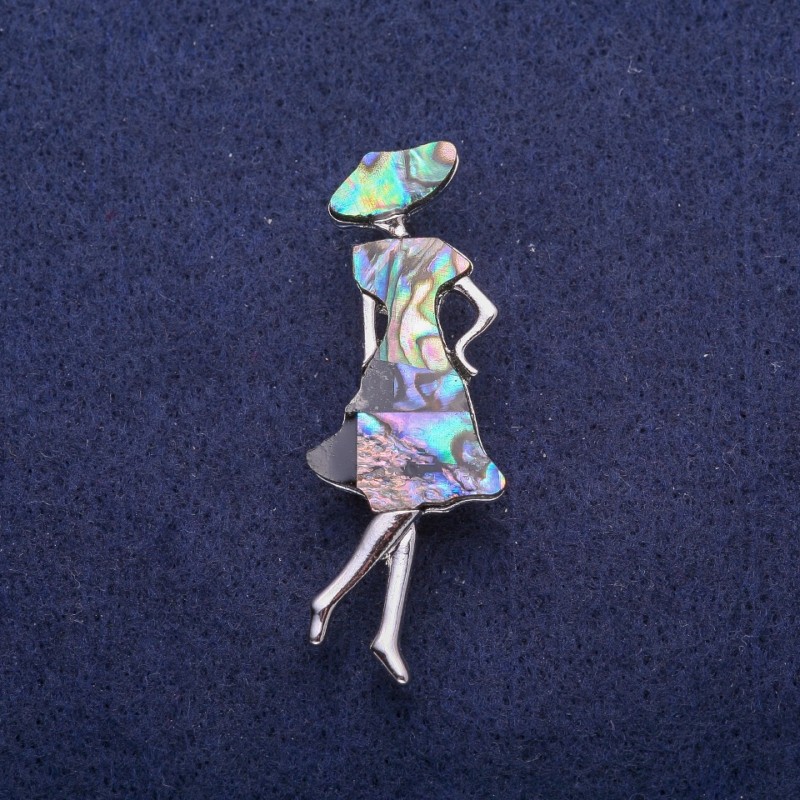 Sale! Madam Brooch with Chalcedony, silver-coloured metal 18x50mm