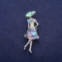 Sale! Madam Brooch with Chalcedony, silver-coloured metal 18x50mm