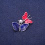 Sale! Butterfly Brooch in Polka Dot Blue-Red Enamel 33x25mm