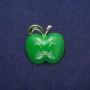 Brooch Apple green enamel, golden metal 30x30mm