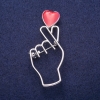 Sale! Symbol of Love Brooch with Red Enamel, silver-tone metal 25x57mm