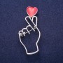 Sale! Symbol of Love Brooch with Red Enamel, silver-tone metal 25x57mm