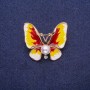 Sale! Butterfly Brooch with Pearl Bead and Enamel 30x35mm, yellow metal