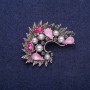 Sale! Accent Brooch with Pink Crystals and Pearls (imit.), silver-tone metal 35x45mm