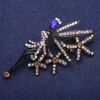 Fairy Brooch with Rhinestones, black enamel 39x73mm