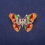 Sale! Butterfly Brooch, Red-Green Enamel, yellow metal 4x3cm