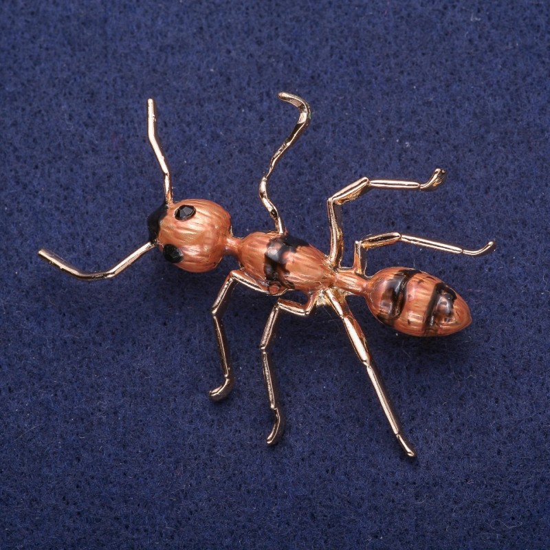Sale! Ant Brooch with Enamel, gold-tone metal 42x57mm