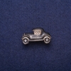 Car Brooch, Black Enamel with Rhinestones, gold-tone metal 17x29mm