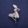 Sale! Madame Brooch with Abalone Shell, silver-tone metal 27x49mm