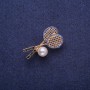 Racquets Brooch with Faux Pearl, gold-tone metal 18x33mm