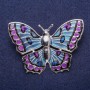 Sale! Butterfly Brooch with Enamel, Silver-Tone Metal 43x60mm