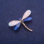 Dragonfly Brooch White-Blue, Gold-Tone Metal 32x43mm
