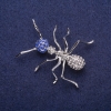 Sale! Ant Brooch with Rhinestones, Silver-Tone Metal 35x44mm