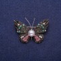 Sale! Butterfly Brooch with Pearl in Multicolour Rhinestones, Gold-Tone Metal 30x41mm